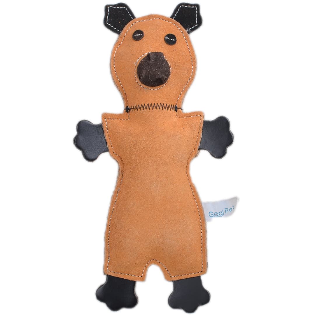 Hundespielzeug aus Leder GogiPet ® Naturetoy Hundespielzeug hellbraunes Opossum