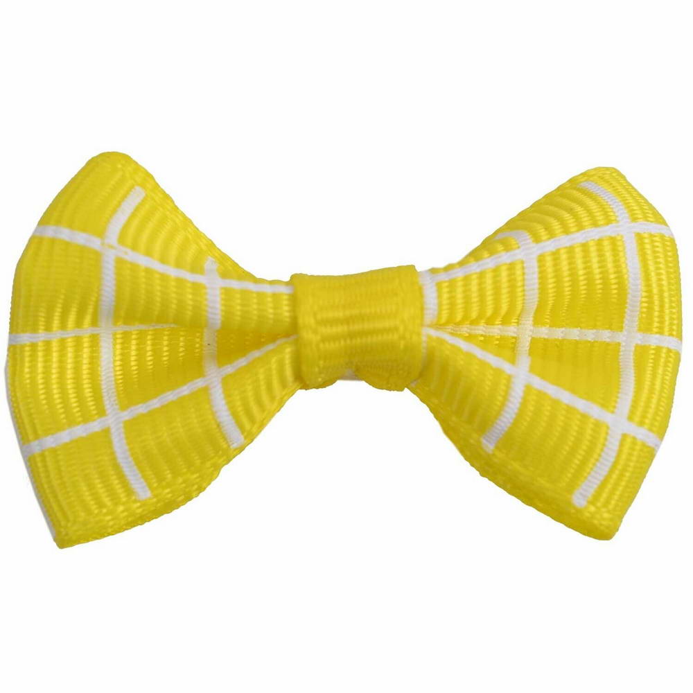 Hundesmascherl mit Haargummi gelb weiß kariert von GogiPet