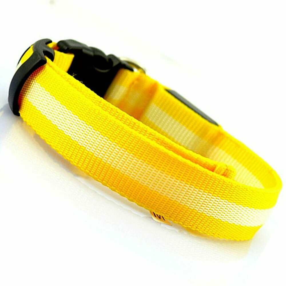 Größenverstellbares GogiPet ® Hundehalsband mit LEDs Gelb L
