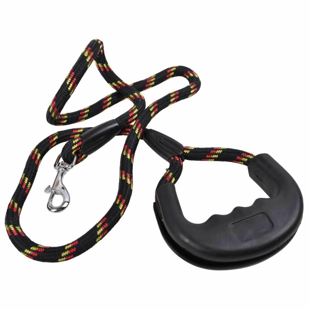 Hundeleine aus Bergsteigerseil mit Gummigriff schwarz