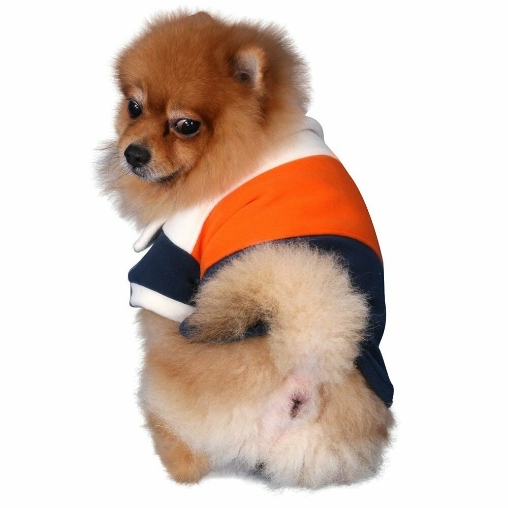warmer Fleece Hundepullover weiß orange blau von DoggyDolly W003
