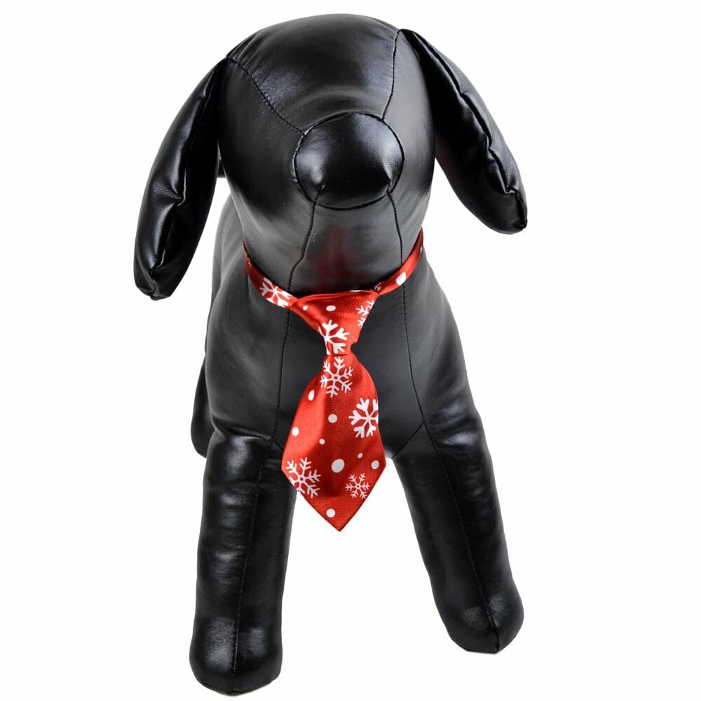 Krawatte für Hunde mit Scheeflocken rot