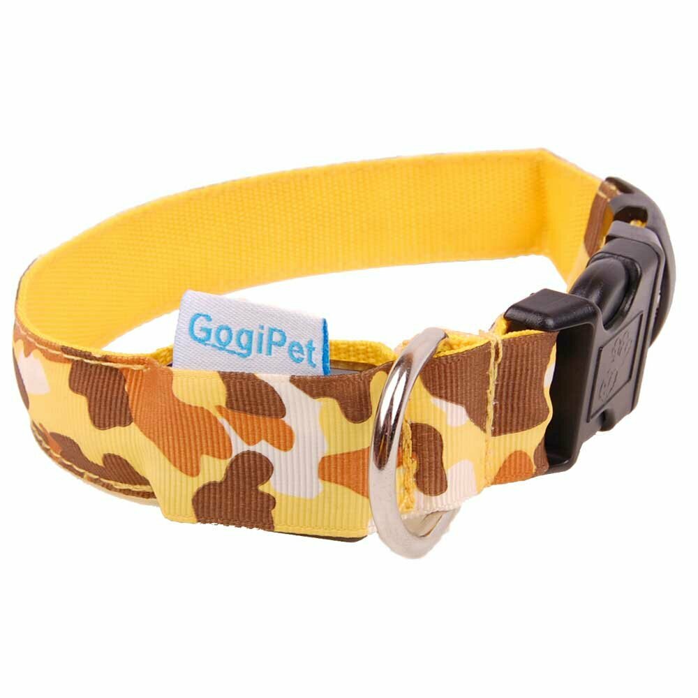 GogiPet ® Leucht- Hundehalsband Camouflage gelb Größe XL