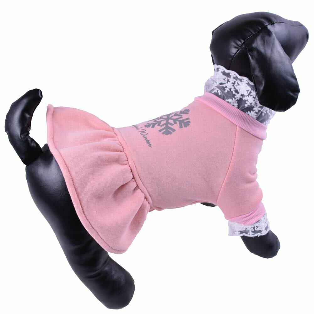 Warmes Hundekleid - rosa Winterkleid für Hunde