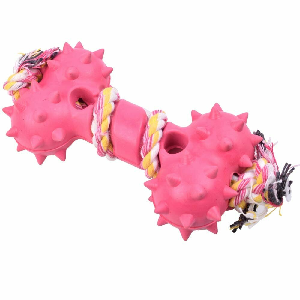 GogiPet Hundespielzeug mit Zahnpflege - rosa Gummiknochen
