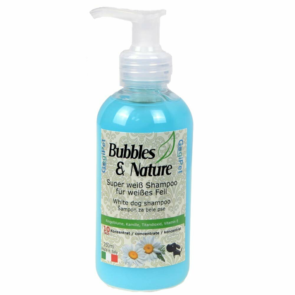 Weiß Hundeshampoo für weiße Hunde von GogiPet Bubbles & Nature