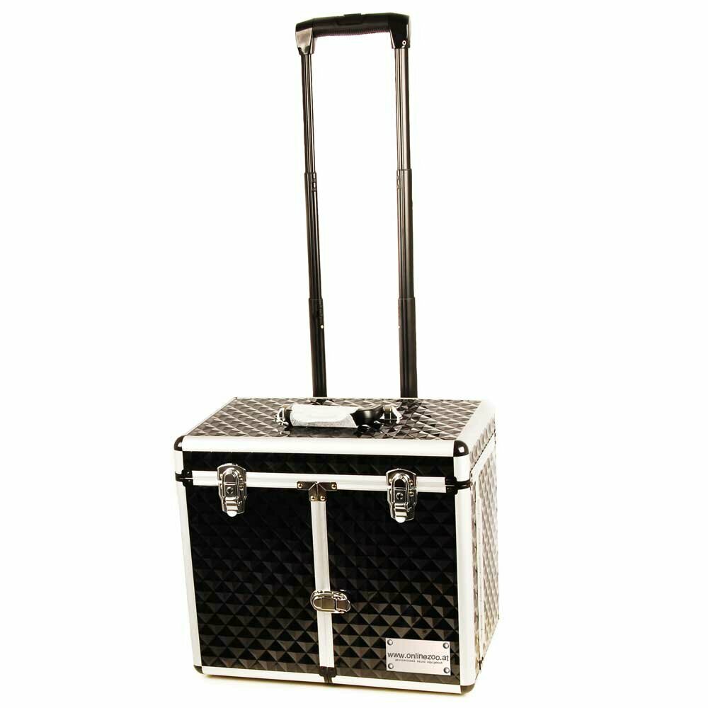Hundefriseur Transportkoffer mit Rädern und Teleskopgriff - Diamant Schwarz