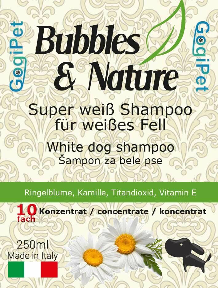 GogiPet Super weiß Hundeshampoo für weiße Hunde von Bubbles & Nature