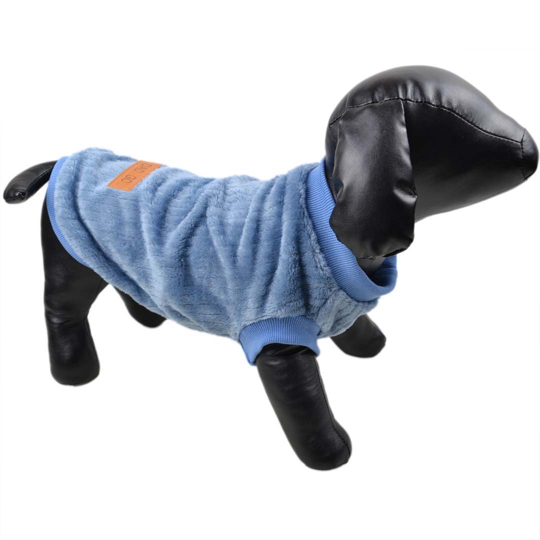 Kuscheliger Brushed Fleece Hundepullover blau für die kalten Tage