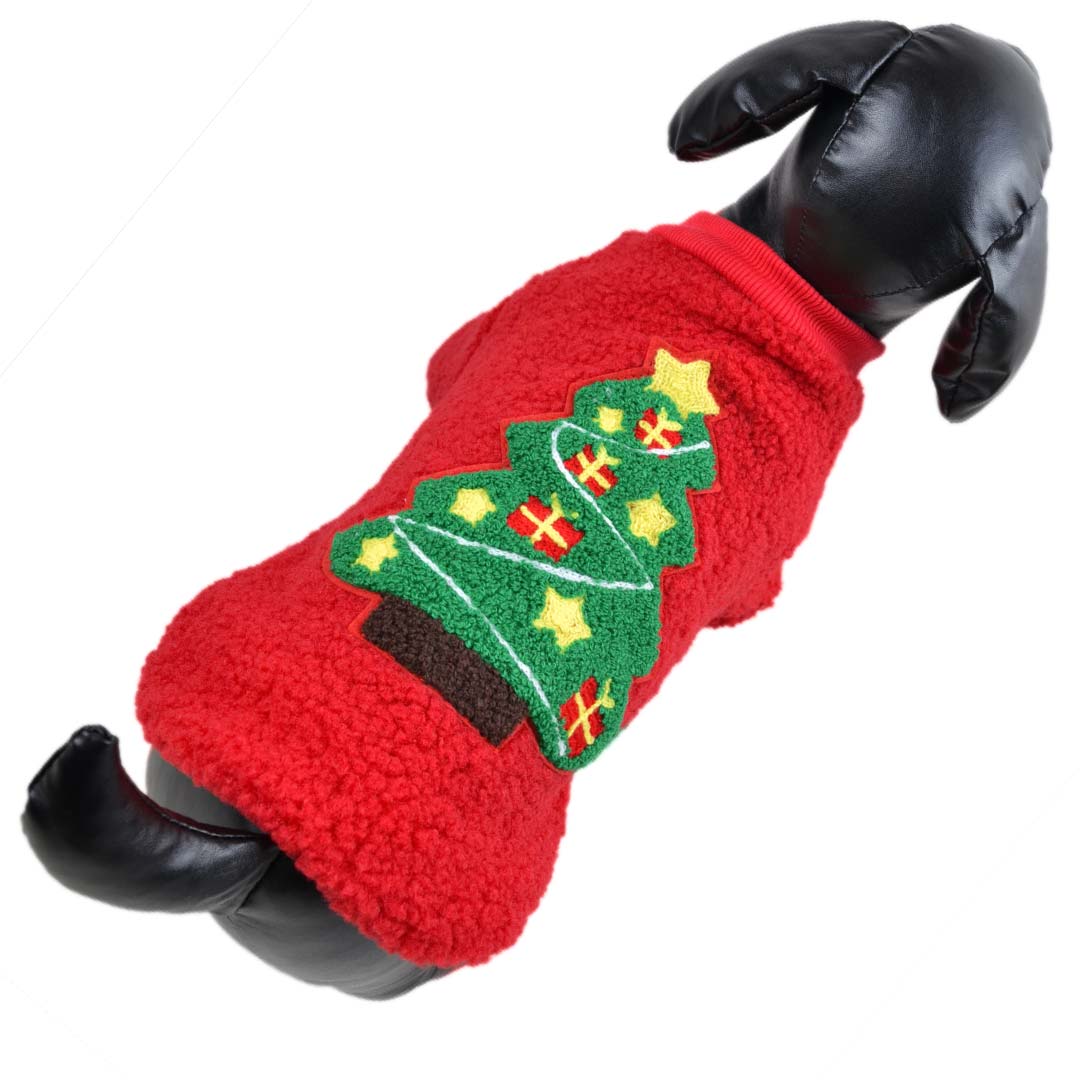 Weihnachtsbaum Hundepullover - Roter Christbaum Sweater