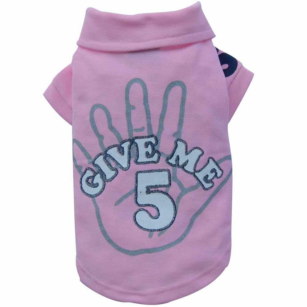 Give me 5 pink Hunde Poloshirt von DoggyDolly T026