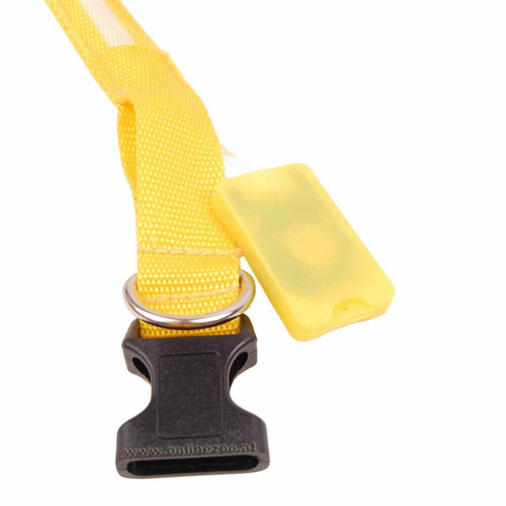 Robustes Hundehalsband gelb mit Licht, Blinklicht oder ohne Licht verwendbar