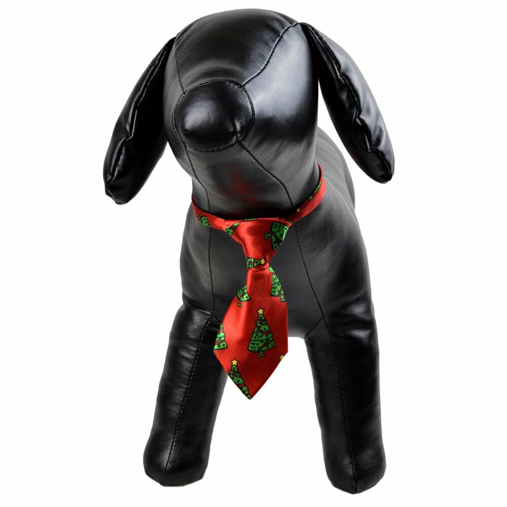 Weihnachtliche Krawatte für Hunde rot mit Tannenbaum