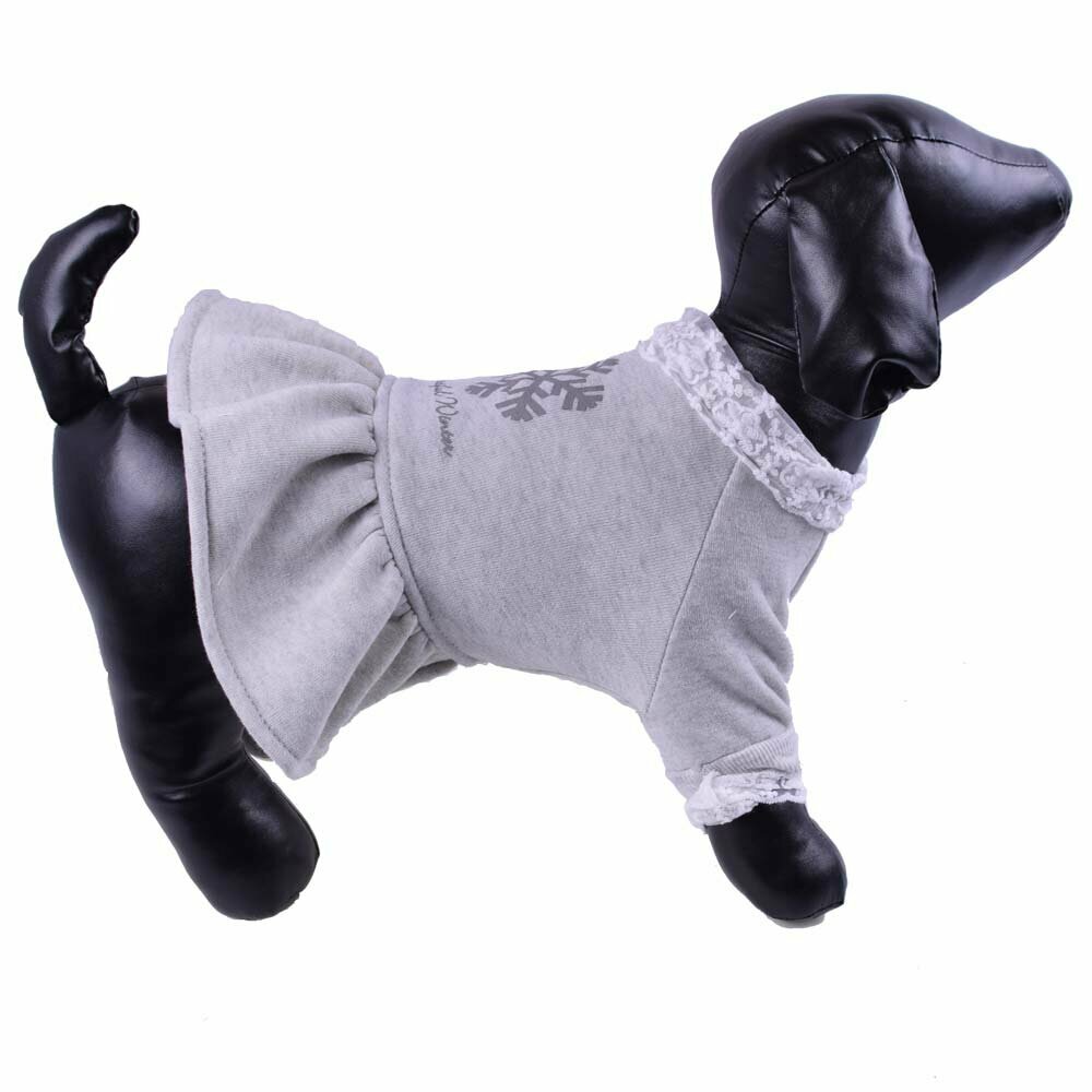 Warmes Hundekleid - graues Winterkleid für Hunde