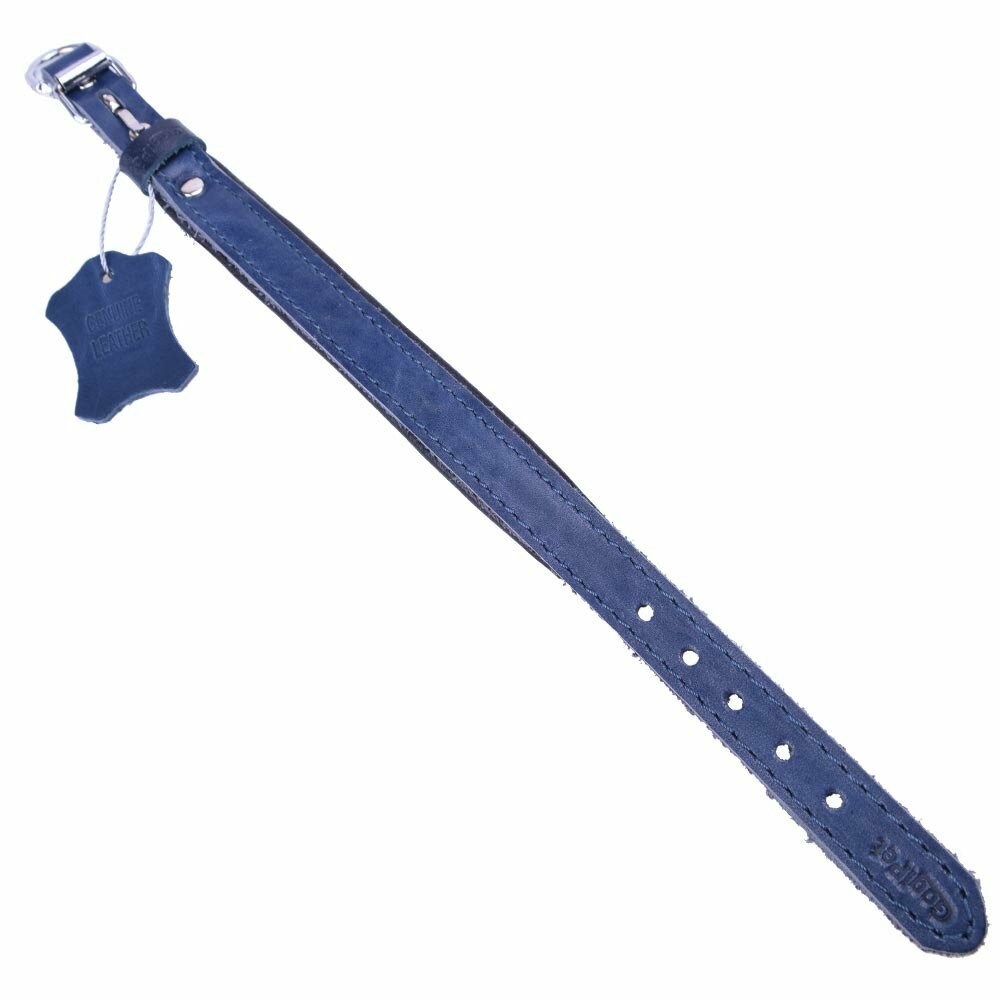 Echtes Leder Hundehalsband von GogiPet® blau 