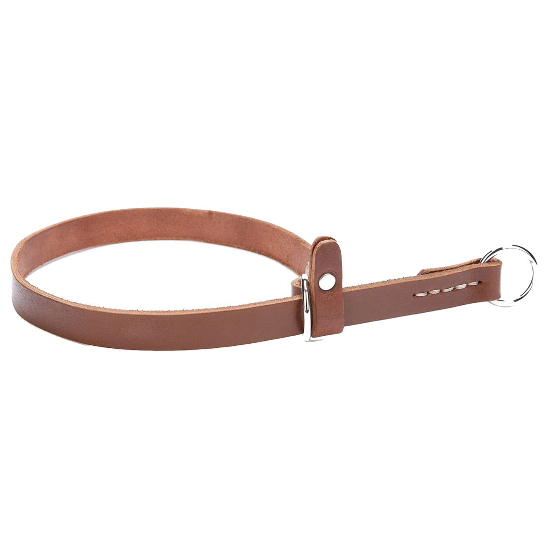 GogiPet® Schlupfhalsband - Braunes Hundehalsband aus echtem Leder-32 - 50 cm