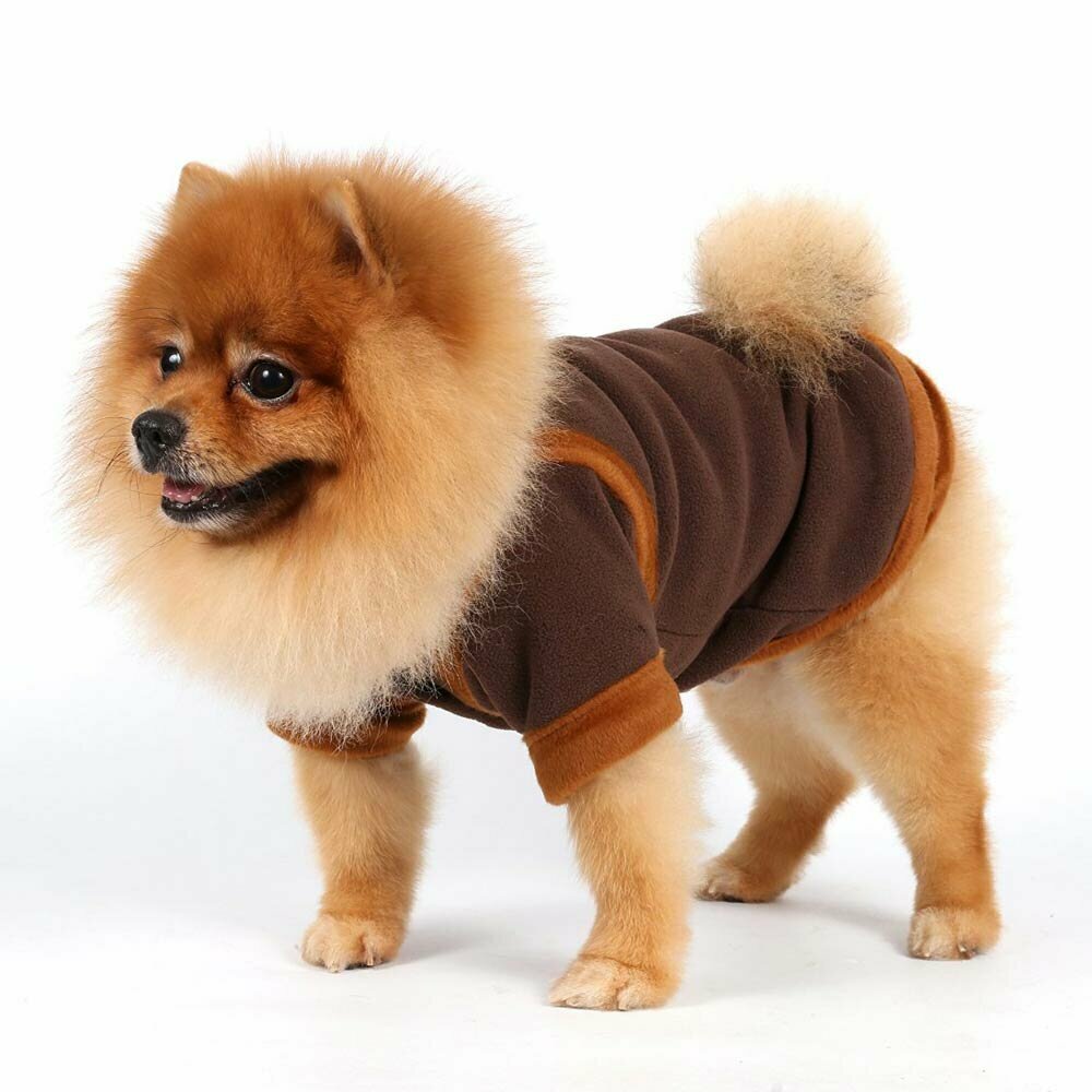 Warme Hundebekleidung für den Winter - dunkelbraune Doppel Fleece Hundejacke